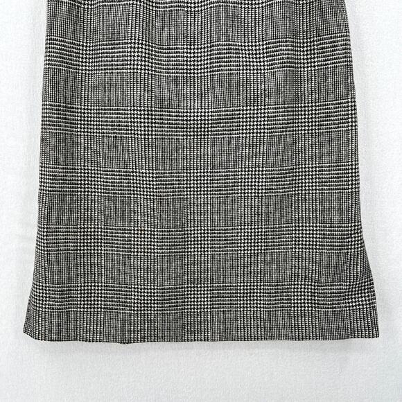 VINTAGE 70s SAINT LAURENT Wool Houndstooth Plaid Pencil Skirt XS Black White - Picture 6 of 16
